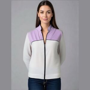 Izod Performance Lavender and White Full Zip Front Jacket Med